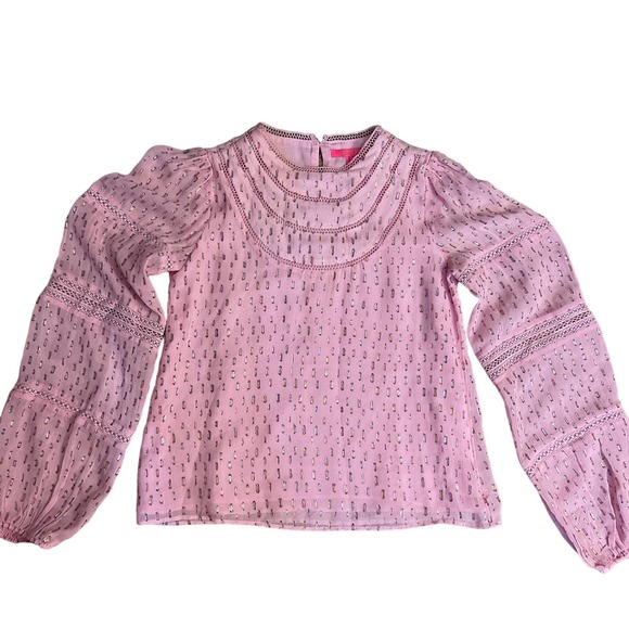 Lilly Pulitzer Briley Lace Top Size XXS Metallic Rainbow Calla Lilly - Picture 2 of 11